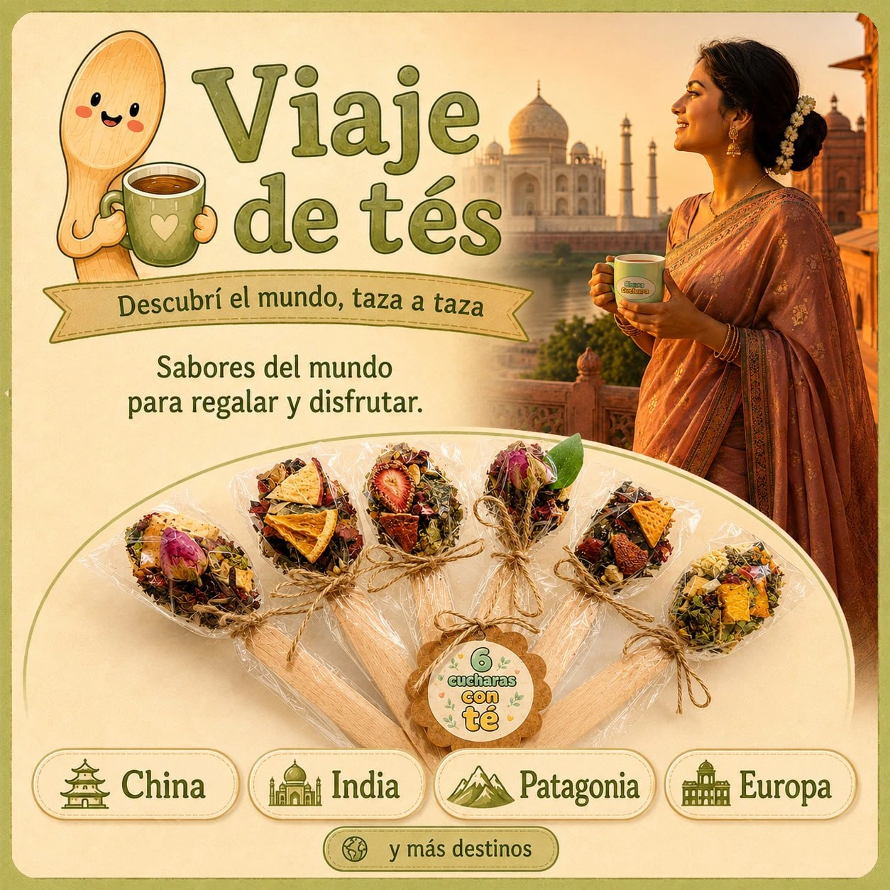 Viaje de tés Chara Cuchara
